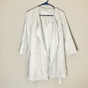 Reserved Brand Grey Suede Tie Trench Jacket